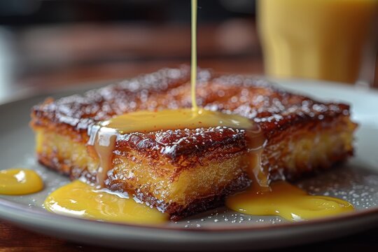 South Africa: Malva Pudding A square of spongy, caramelized pudding served warm, drizzled with apricot jam and custard sauce.