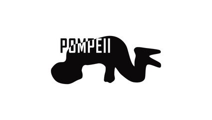 Pompeii frozen human figure, black isolated silhouette