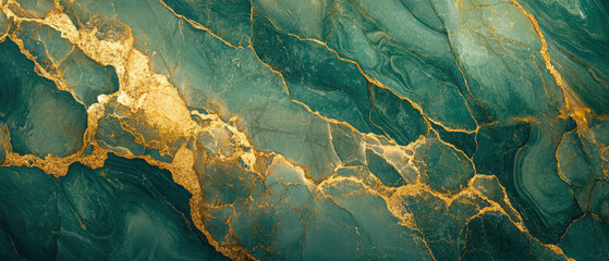 A close-up of a green and gold marbled texture, showcasing natural stone patterns.