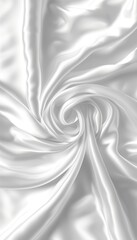 Naklejka premium Elegant white silk satin fabric with a soft swirl, luxurious bedding or fashion textile background