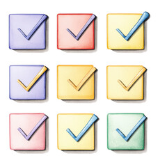 Colorful checklist graphic with various check marks, ideal for tasks, organization, and productivity themes.