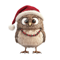 Festive owl wearing a Santa hat, ready to celebrate the holiday season with charm and whimsy.