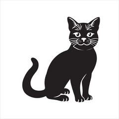Cat cute silhouette vector art illustration template