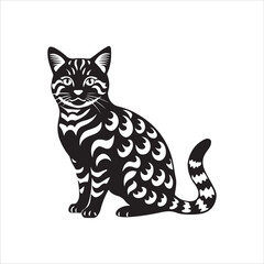 American shorthair cat sitting silhouette vector illustration template