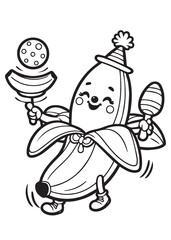 Kid coloring page happy banana 
