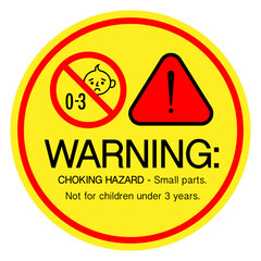 Obraz premium Choking hazard sign sticker or banner, not suitable for children under 3 years vector 10 eps