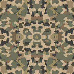 Fototapeta premium Seamless vector square background. Green army camouflage pattern. Universal military camouflage pattern used for camouflage in forest or grassland combat. Use as background or shirt pattern. Seamless.