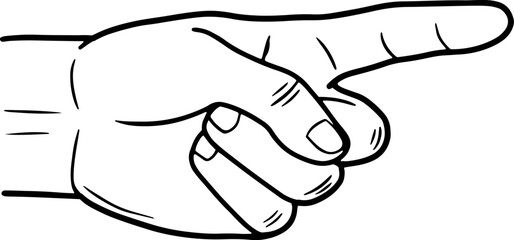 Illustration of pointing finger in linear style.