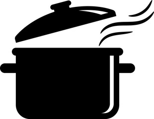 Pot and lid with a steam icon design.