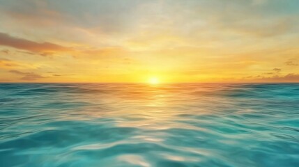 Obraz premium A sunset over the ocean with a bright blue sky, AI