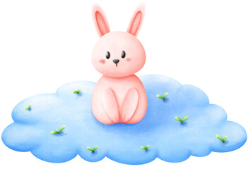 Rabbit sitting on a cloud