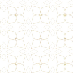 Abstract geometric pattern with crosses, stripes, lines. Seamless vector background. White and gold ornament. Modern reticulated graphic design.