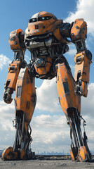 In the Japanese tokusatsu style of the Showa period, present the image of a huge robot