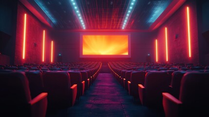 theater movie poster mockup . Simulate a digital screen display with a backlit glow effect