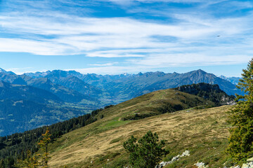 Panoramic View from a swiss mountain ridge