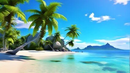 tropical island with palm trees