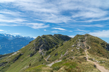 Fototapeta premium Panoramic View from a swiss mountain ridge