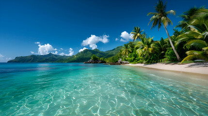 Fototapeta premium tropical island with palm trees