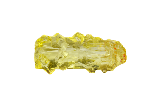 Beryl heliodor mineral stone on white background close up