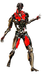 3D Rendering Male Robot on White