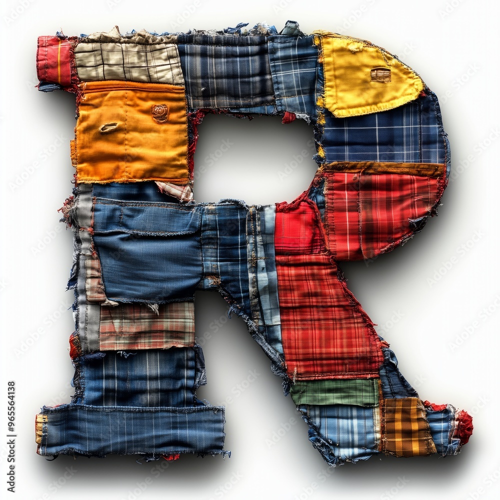 Wall mural Patchwork Fabric Letter R