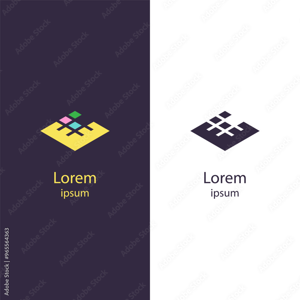 Fototapete a modern and abstract logo design featuring geometric shapes in a diamond arrangement, combining vib