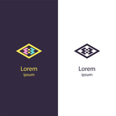 A modern geometric logo with a diamond-shaped design, featuring colorful elements in a clean and minimalist style. Ideal for branding, contemporary businesses, and abstract designs.
