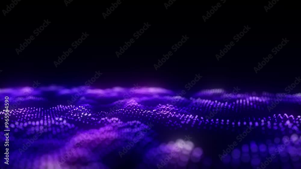 Aufkleber Music color wave of particles and lines. Big data visualization. Abstract blue background with a dynamic wave. 3d rendering.