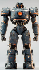 Naklejka premium In the Japanese tokusatsu style of the Showa period, present the image of a huge robot