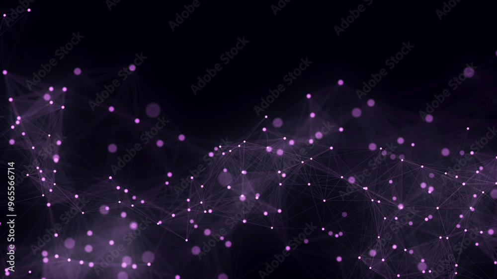 Aufkleber Network connection structure. Blue science background. Abstract digital background. Big data visualization. 3d rendering.