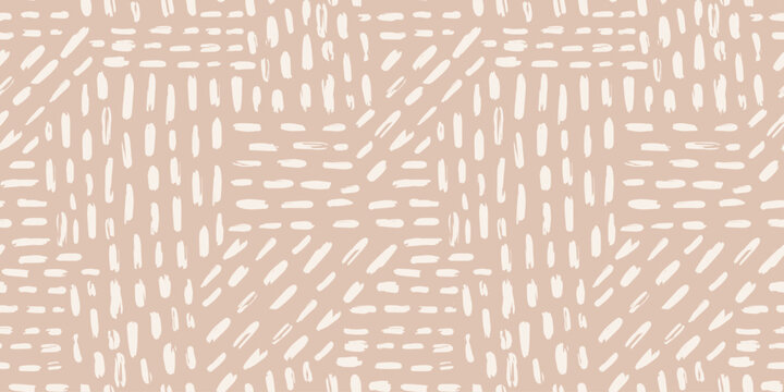 Trendy aesthetic abstract seamless pattern with geometric print. Minimalistic Organic brush stroke, ink texture. Simple design for wallpaper, textile, wrapping, packing, fabric, branding, decoration