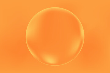 Abstract neon orange 3D sphere or glass circle, with yellow glow light. Elegant blurry gradient background with copy space. Geometric bubble product backdrop. Creative presentation slides, poster