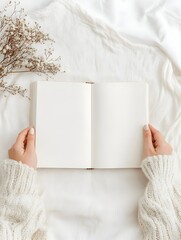 Blank book pages ready to write a new story of and creativity