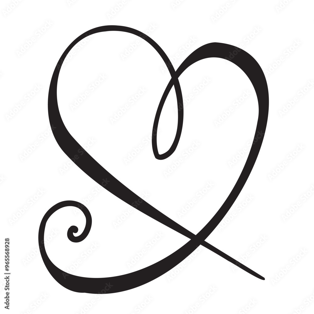 Wall mural Continuous Heart Vector Illustration, One Line Art Love Symbol