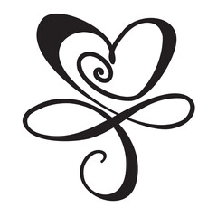 Continuous Heart Vector Illustration, One Line Art Love Symbol