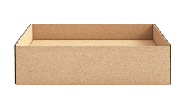 Open cardboard box isolated on transparent background