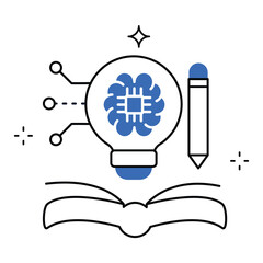 AI-Powered Writing Assistants Icon Design. Representing AI Writing Support, Grammar Correction, Content Improvement, and Automated Writing Tools. Vector icon with editable stroke.