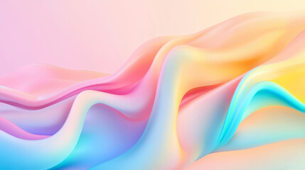 Naklejka premium Modern 3D abstract art with colorful gradient waves and Y2K aesthetic in pastel hues