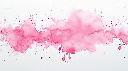Pink abstract watercolor splashes on white paper, representing creativity, lightness, and artistic expression