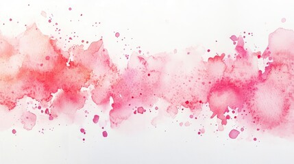 Pink abstract watercolor splashes on white paper, representing creativity, lightness, and artistic expression