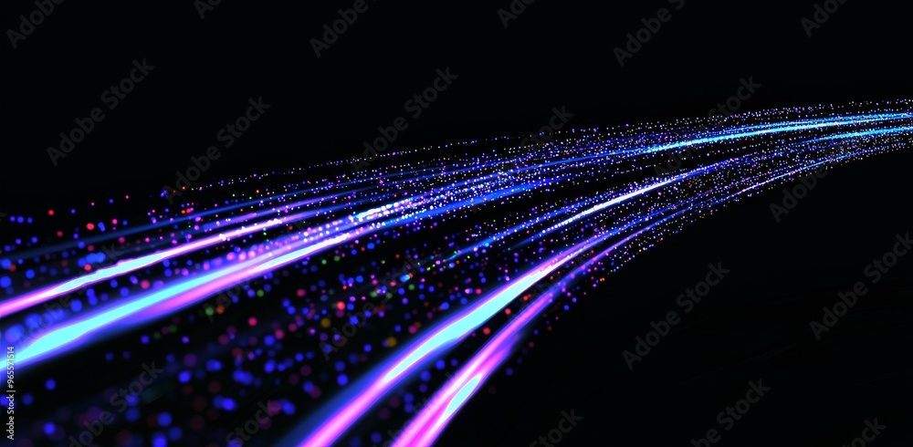Poster 3d illustration of a neural network. big data and security. data stream. global database and stock q