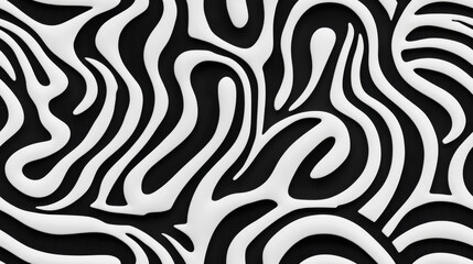 Modern seamless pattern with three-dimensional abstract elements in black and white