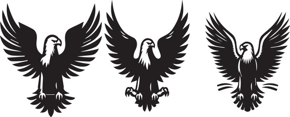 Obraz premium Eagle Minimalist Black Silhouette Vector Collection