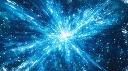 Fototapeta premium Illustrate a vibrant electric blue background with abstract lines and shapes radiating outwards