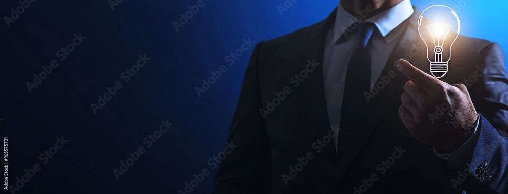 Aufkleber applied data science and algorithms to business. businessman holds data icon and strategy analysis o