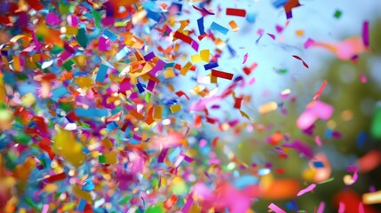 Naklejka premium Imagine a birthday party with a shower of bright, multicolored confetti raining down on the guests.
