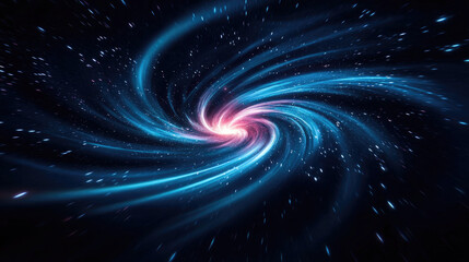 Fototapeta premium A mesmerizing cosmic swirl of blue and pink light, depicting a vibrant galaxy and the beauty of space in stunning detail.