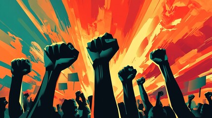 People, Fists and palms to promote Human Rights Day concept design illustrations,generated with AI.