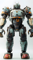 Naklejka premium In the Japanese tokusatsu style of the Showa period, present the image of a huge robot