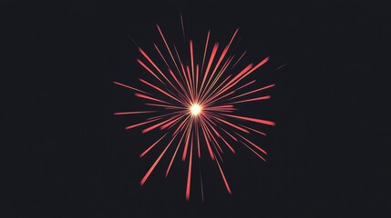 Fototapeta premium A colorful firework bursts brightly, radiating vibrant red sparks in a dark atmosphere, symbolizing joy and celebration